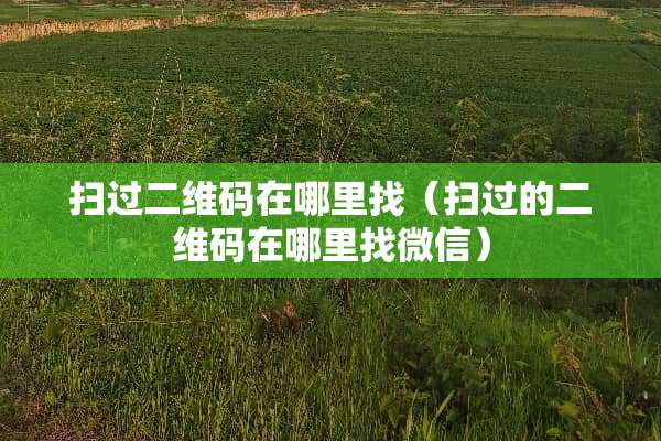 扫过二维码在***（扫过的二维码在***微信）