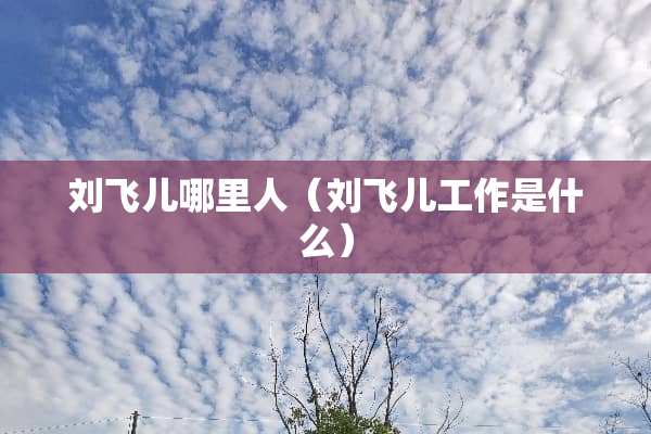 刘飞儿哪里人（刘飞儿工作是什么）