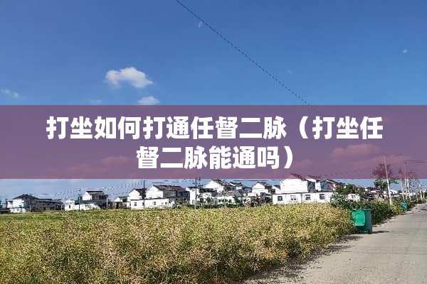 打坐如何打通任督二脉（打坐任督二脉能通吗）