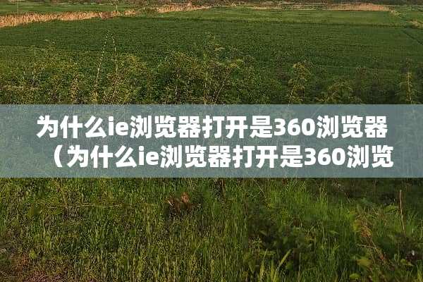 为什么ie浏览器打开是360浏览器（为什么ie浏览器打开是360浏览器页面）