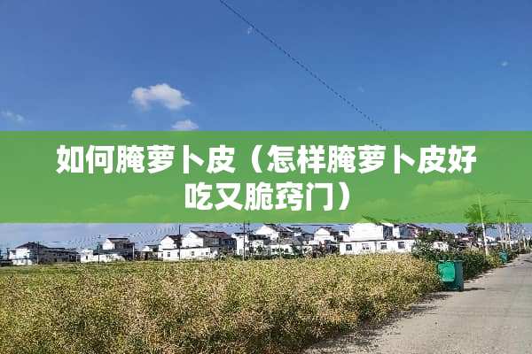 如何腌萝卜皮（怎样腌萝卜皮好吃又脆窍门）