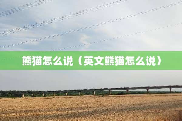 熊猫怎么说（英文熊猫怎么说）