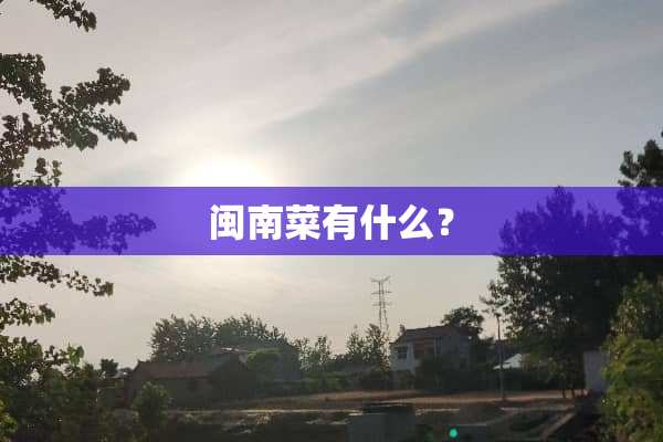 闽南菜有什么？