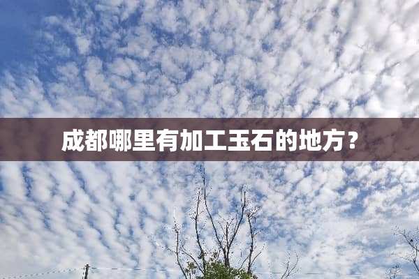 成都哪里有加工玉石的地方？