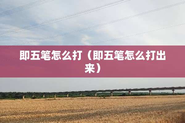 即五笔怎么打（即五笔怎么打出来）