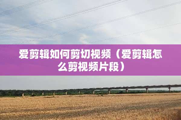 爱剪辑如何剪切视频（爱剪辑怎么剪视频片段）