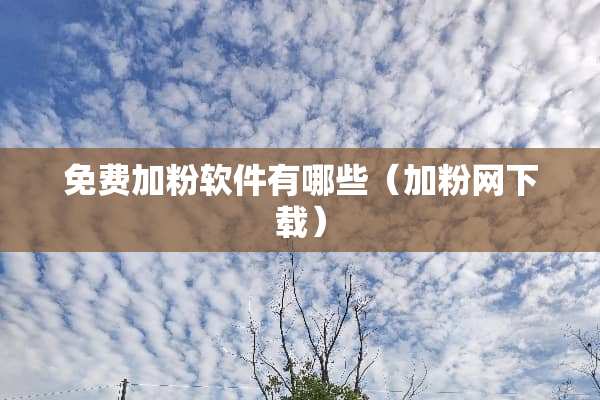 免费加粉软件有哪些（加粉网下载）