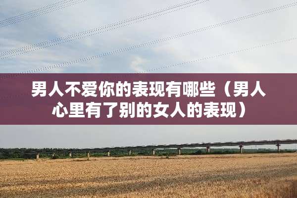 男人不爱你的表现有哪些（男人心里有了别的女人的表现）