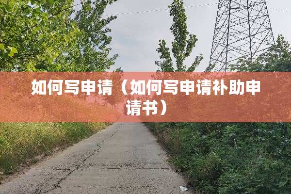 如何写申请（如何写申请补助申请书）