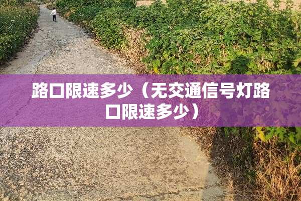 路口限速多少（无交通信号灯路口限速多少）