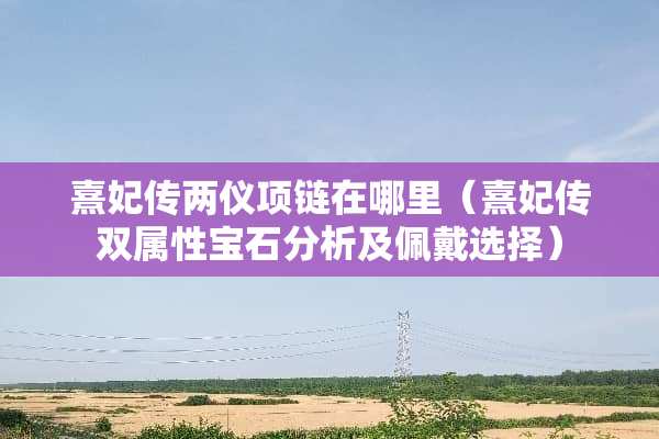 熹妃传两仪项链在哪里（熹妃传双属性宝石分析及佩戴选择）