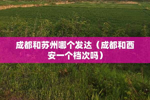 成都和苏州哪个发达（成都和西安一个档次吗）