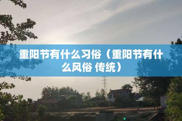 重阳节有什么习俗（重阳节有什么风俗 传统）