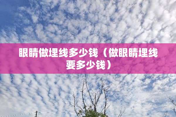 眼睛做埋线多少钱（做眼睛埋线要多少钱）
