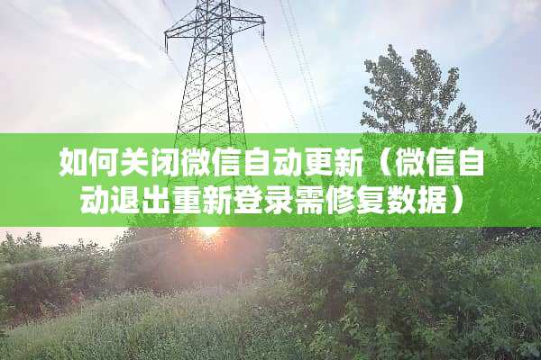 如何关闭微信自动更新（微信自动退出重新登录需修复数据）