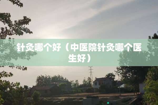 针灸哪个好（中医院针灸哪个医生好）