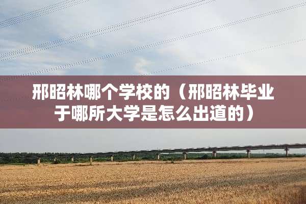 邢昭林哪个学校的（邢昭林毕业于哪所大学是怎么出道的）