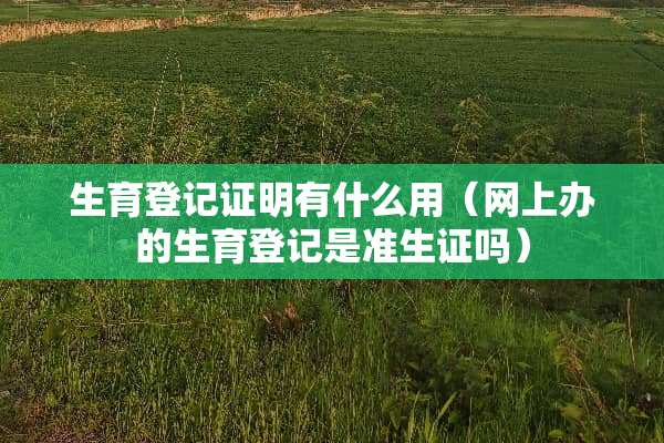 生育登记证明有什么用（网上办的生育登记是准生证吗）