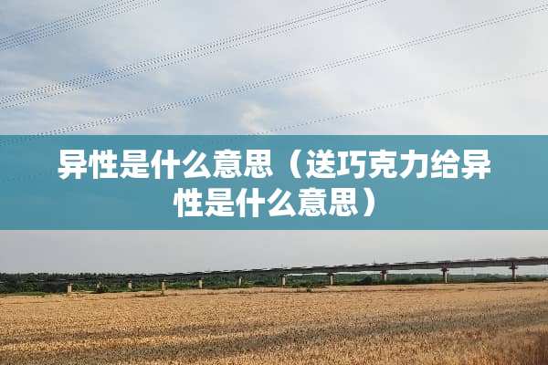 异性是什么意思（送巧克力给异性是什么意思）
