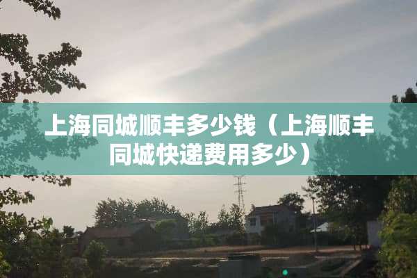 上海同城顺丰多少钱（上海顺丰同城快递费用多少）