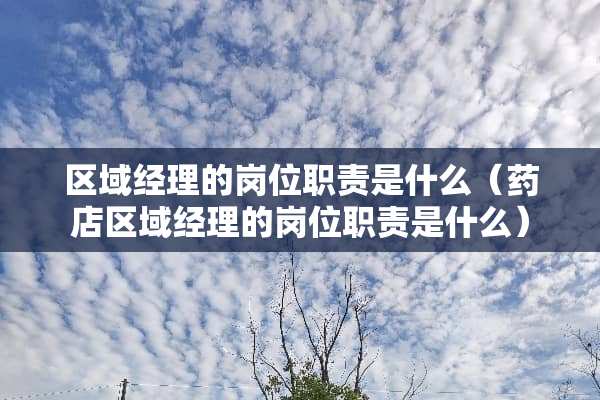 区域经理的岗位职责是什么（药店区域经理的岗位职责是什么）