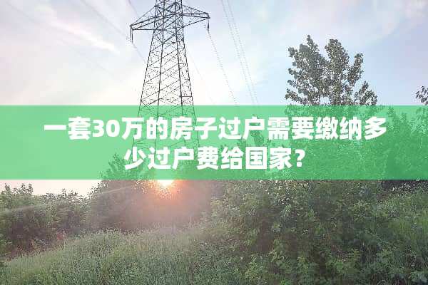 一套30万的房子过户需要缴纳多少过户费给国家？