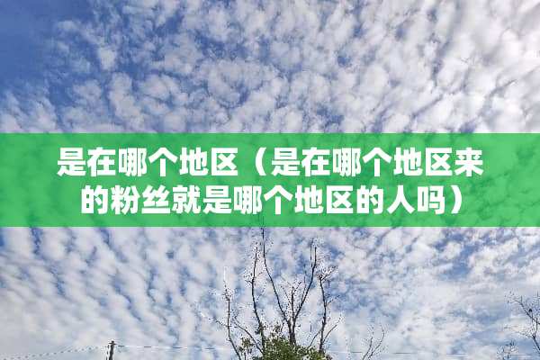 是在哪个地区（是在哪个地区来的粉丝就是哪个地区的人吗）