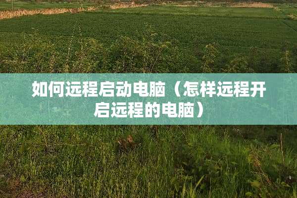 如何远程启动电脑（怎样远程开启远程的电脑）