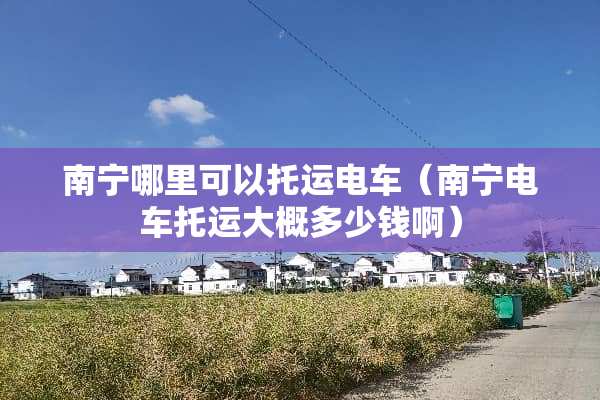 南宁哪里可以托运电车（南宁电车托运大概多少钱啊）
