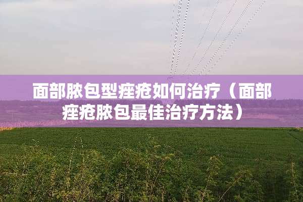 面部脓包型痤疮如何治疗（面部痤疮脓包最佳治疗方法）