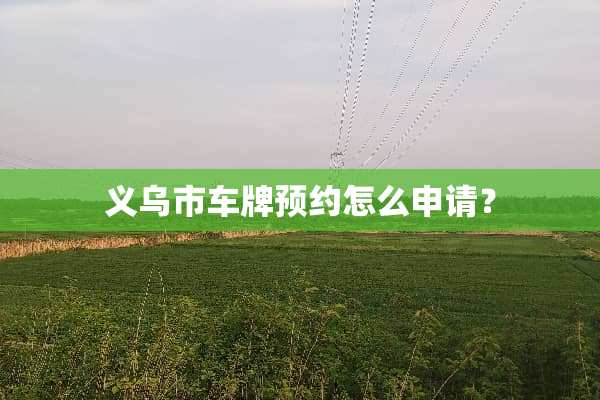 义乌市车牌预约怎么申请？