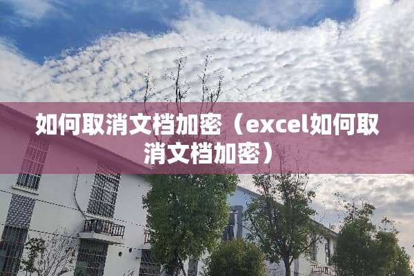 如何取消文档加密（excel如何取消文档加密）