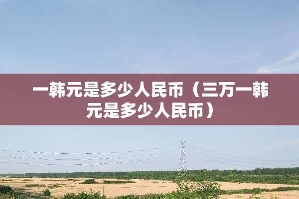 一韩元是多少人民币（三万一韩元是多少人民币）