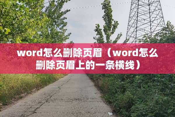word怎么删除页眉（word怎么删除页眉上的一条横线）