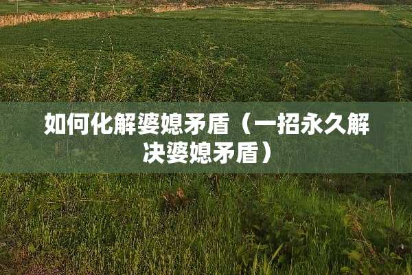 如何化解婆媳矛盾（一招永久解决婆媳矛盾）
