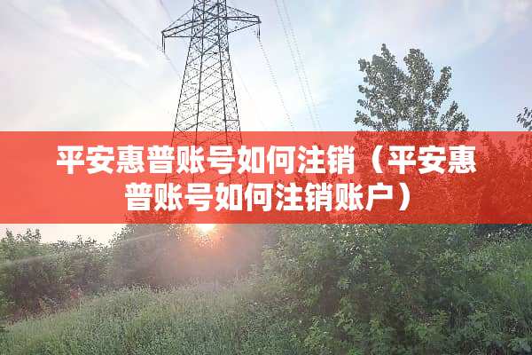 平安惠普账号如何注销（平安惠普账号如何注销账户）