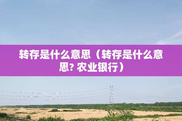 转存是什么意思（转存是什么意思? 农业银行）