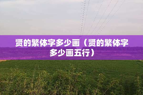 贤的繁体字多少画（贤的繁体字多少画五行）