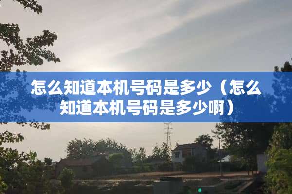 怎么知道本机号码是多少（怎么知道本机号码是多少啊）
