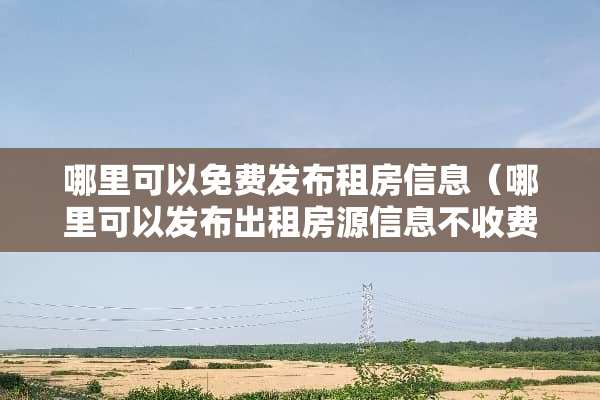 哪里可以免费发布租房信息（哪里可以发布出租房源信息不收费）