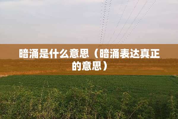 暗涌是什么意思（暗涌表达真正的意思）