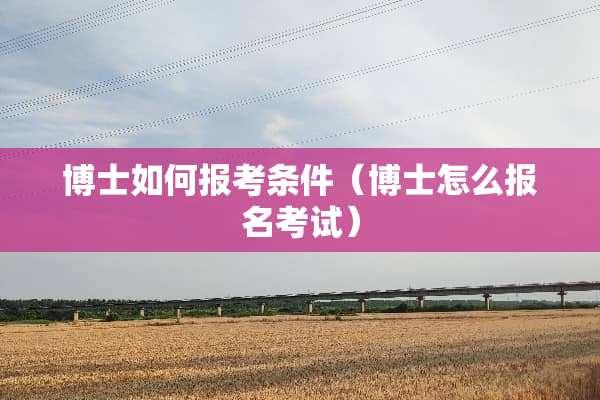 博士如何报考条件（博士怎么报名考试）