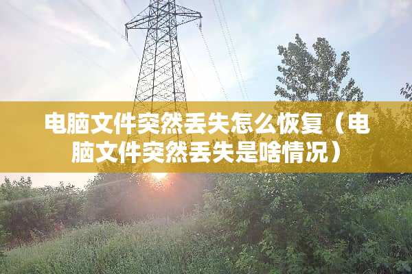 电脑文件突然丢失怎么恢复（电脑文件突然丢失是啥情况）