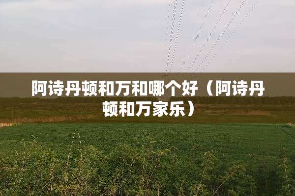 阿诗丹顿和万和哪个好（阿诗丹顿和万家乐）