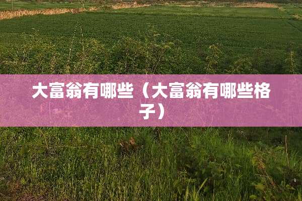 大富翁有哪些（大富翁有哪些格子）