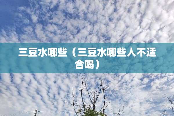 三豆水哪些（三豆水哪些人不适合喝）
