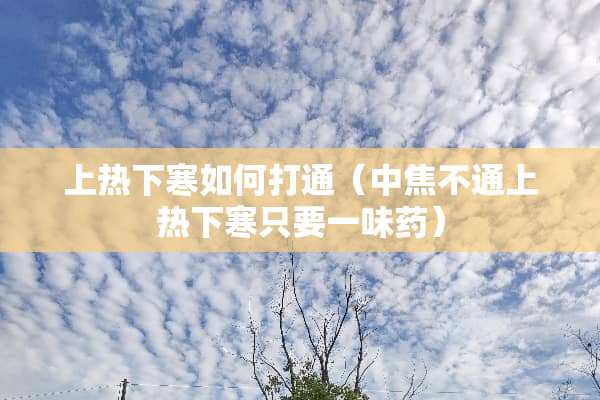 上热下寒如何打通（中焦不通上热下寒只要一味药）