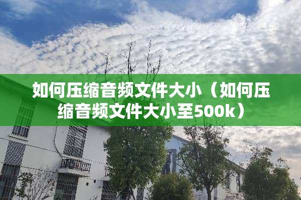 如何压缩音频文件大小（如何压缩音频文件大小至500k）