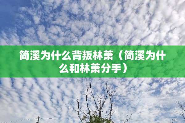 简溪为什么背叛林萧（简溪为什么和林萧分手）