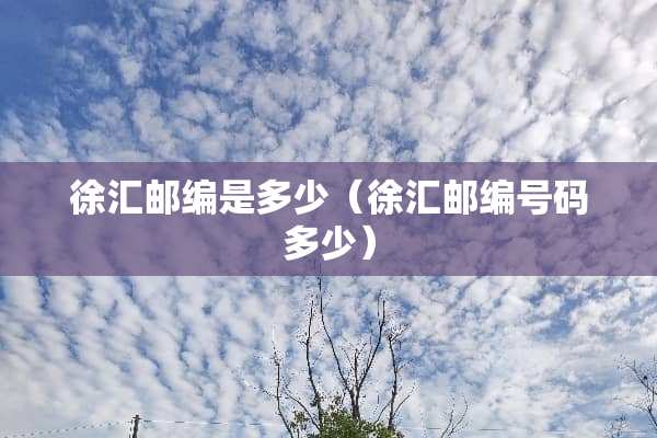 徐汇邮编是多少（徐汇邮编号码多少）
